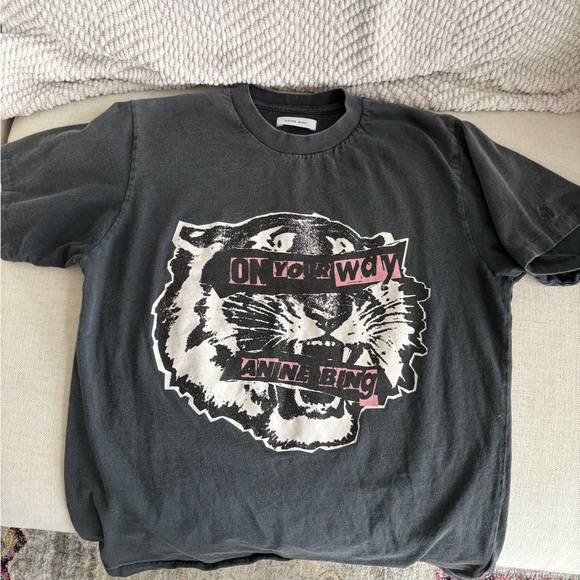 Anine Bing Tops - Anine Bing Black Graphic T-Shirt